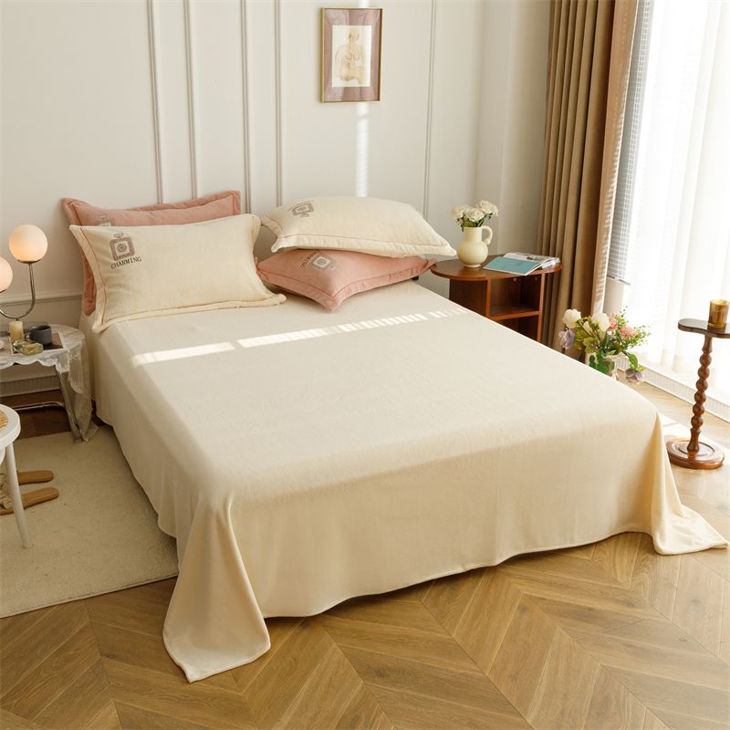 Fitted Sheet Polyester Solid Color Breathable Wrinkle Resistant Super Soft Bed Sheet Set