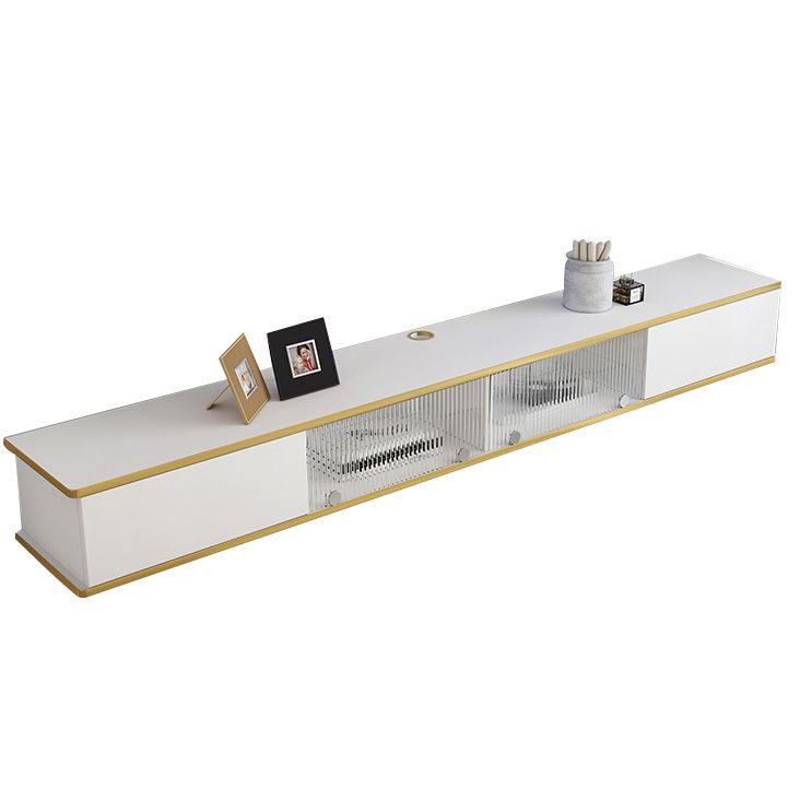 Contemporary Style White TV Stand Faux Wood Wall-mounted TV Cabinet