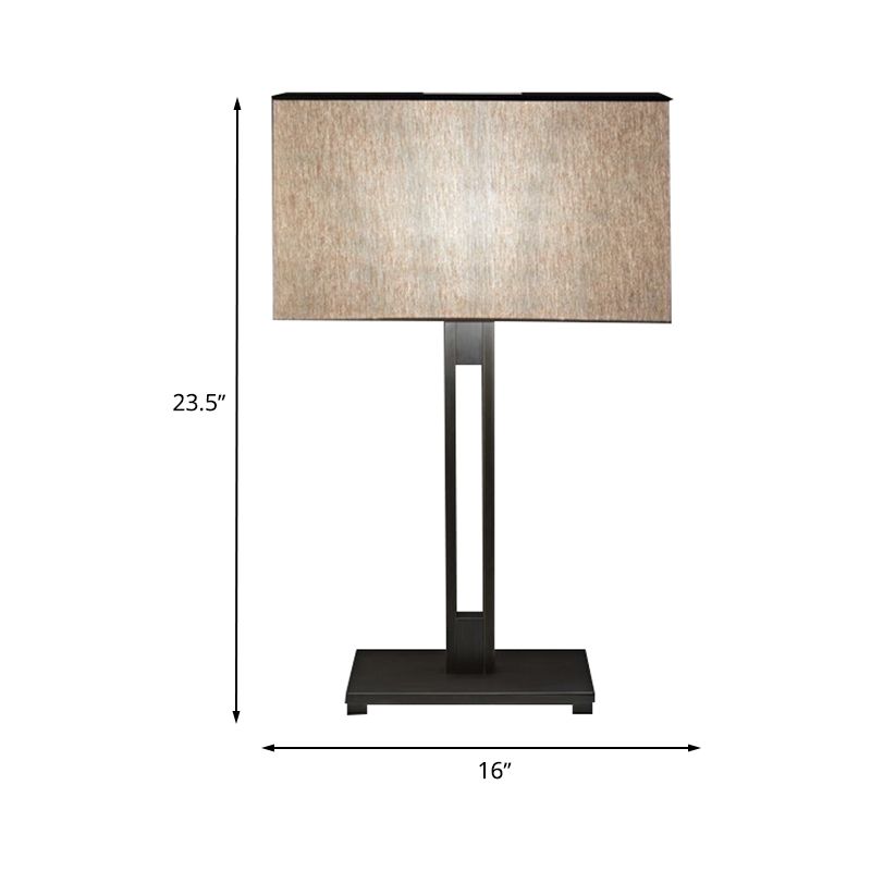 Rectangular Bedside Nightstand Light Fabric 1 Light Modernism Table Lamp in Black