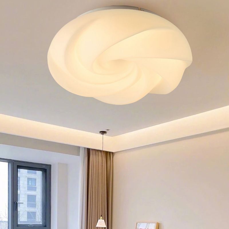 LED Modern Metal Flush Mount Cookie Shape Ceiling Light with Plastic Shade for Living Room