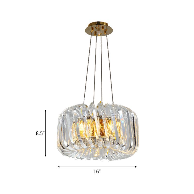 Crystal Treasure Bowl Pendant Chandelier Contemporary Clear LED Hanging Ceiling Lamp