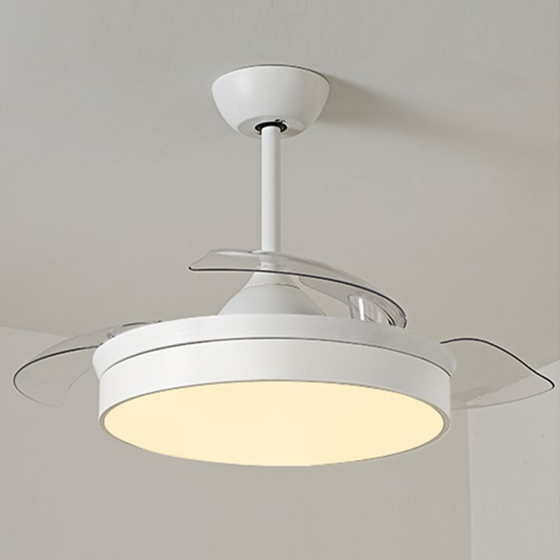 Round Shape Ceiling Fan Light Kids Style Metal Single Light LED Flush Light for Bedroom