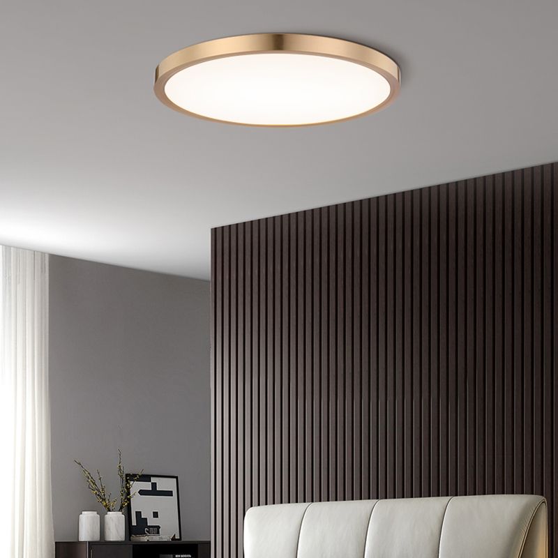 Metal LED Modern Flush Mount Circle Shape Ceiling Light with Acrylic Shade for Living Room