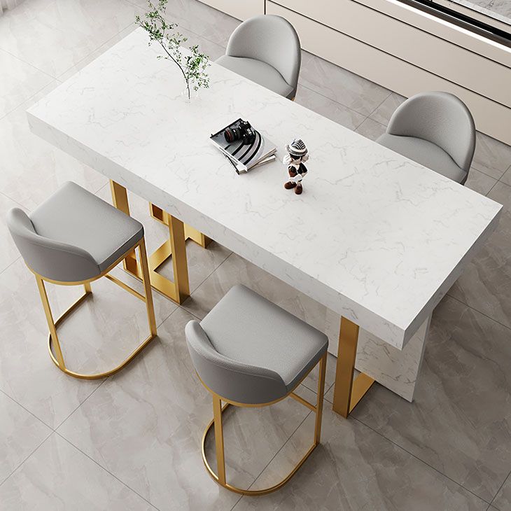 Glam Stone Top Bistro Accent Dining Table Rectangle Indoor Event and Cocktail Table