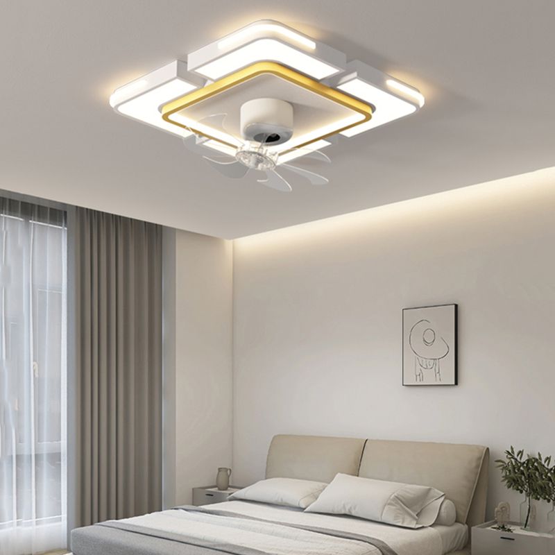 Geometric Modern Ceiling Fan in Black / Gold LED Fan Light Ceiling Fixture