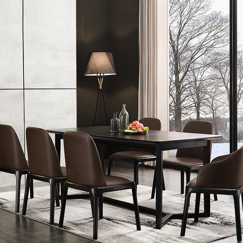 Modern Style Wood Side Dining Chairs Solid Leather Back Chair for Kitchen