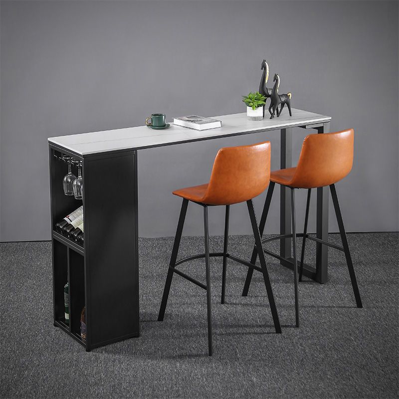 Industrial Style Bar Table Stone Top 42-inch Height Pub Table for Dining Room