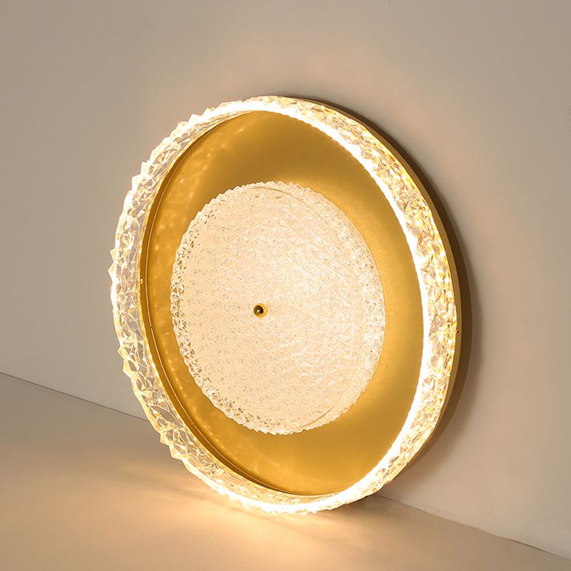 Contemporary Ceiling Light Round LED Flush Mount Light with Crystal for Living Room