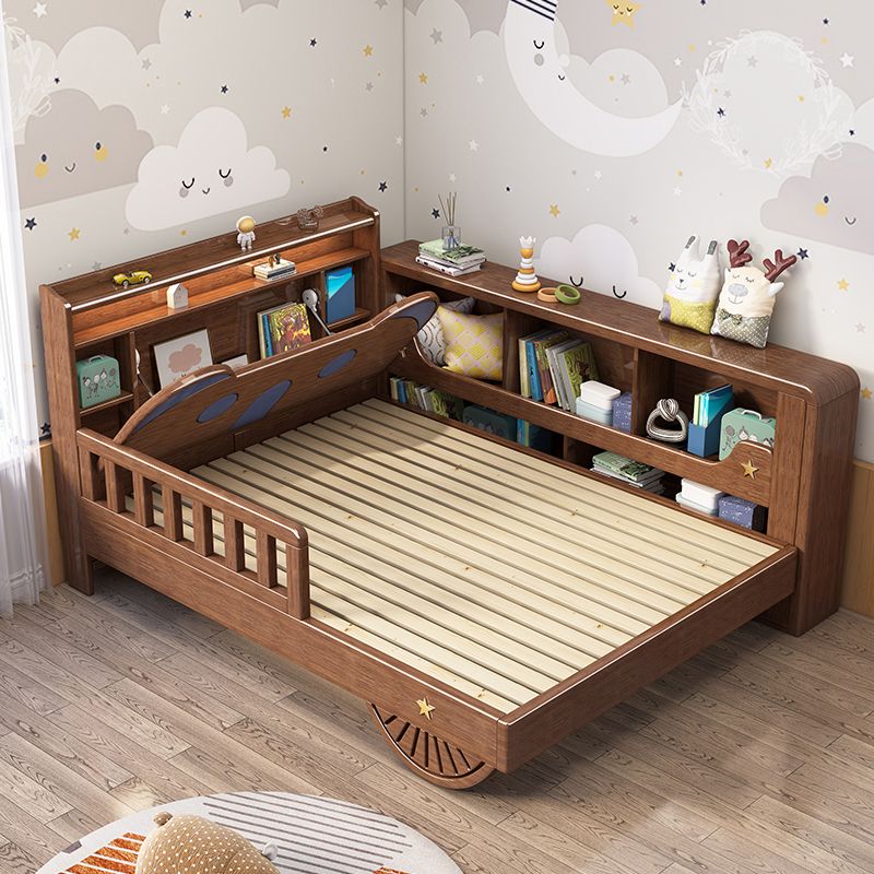 Traditional Nursery Crib Walnut Brown Baby Crib with Mattress