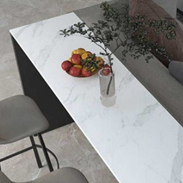 Contemporary Sintered Stone Top Counter Table with Metal Base