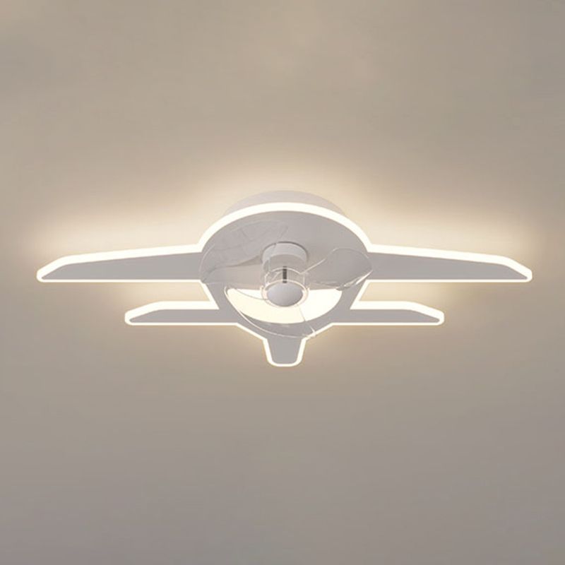 Children Ceiling Fan Light LED Ceiling Mount Lamp with Acrylic Shade for Bedroom