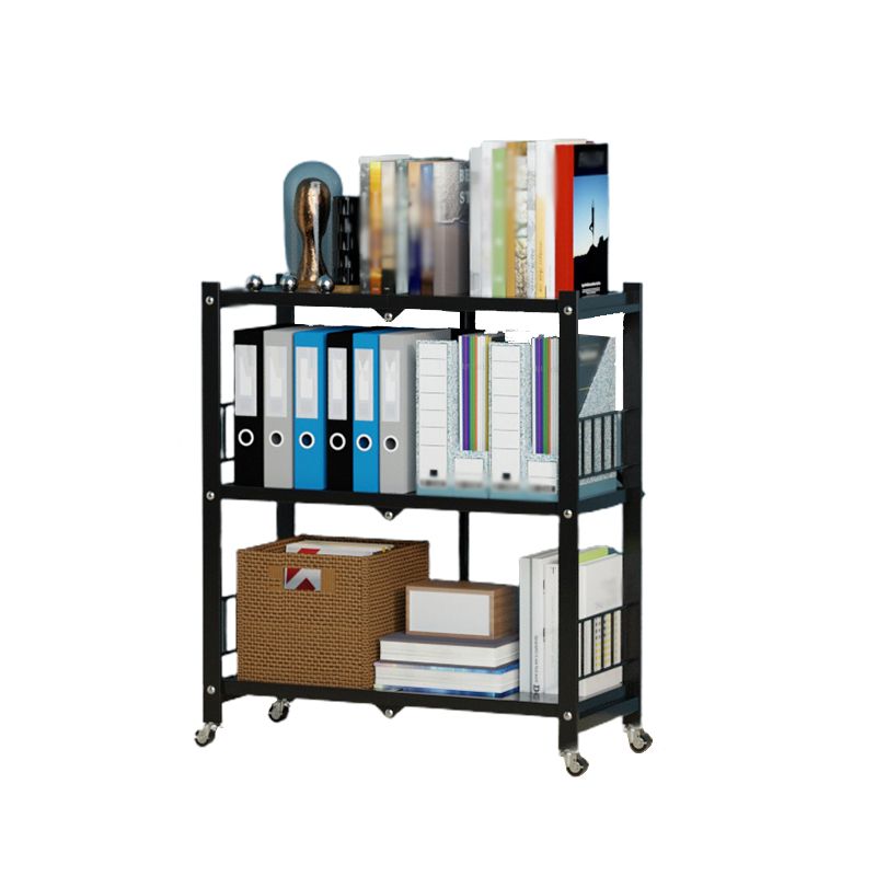 Foldable Bookshelf Scandinavian Style Bookcase for Home Office with Casters