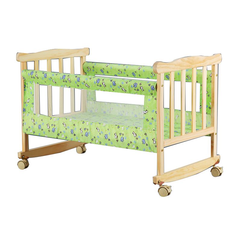 Solid Wood Rectangle Crib Cradle Natural Crib Cradle for Newborn