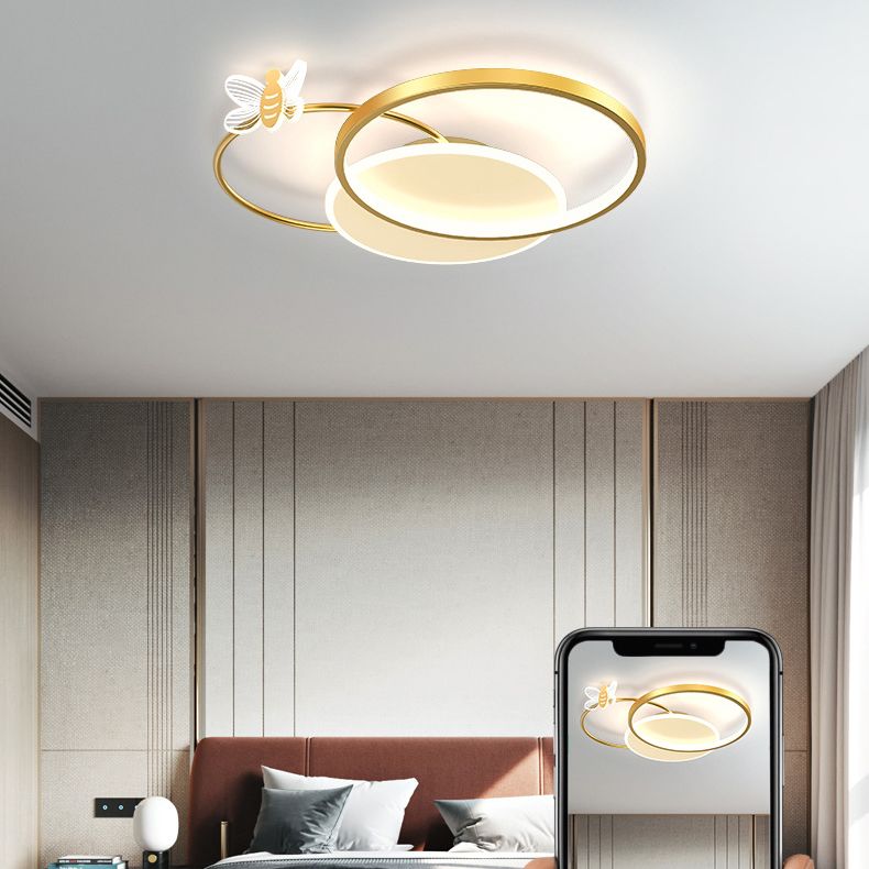 3 Lights Geometric Flush Ceiling Lights Contemporary Metal Flush Mount Lights for Bedroom