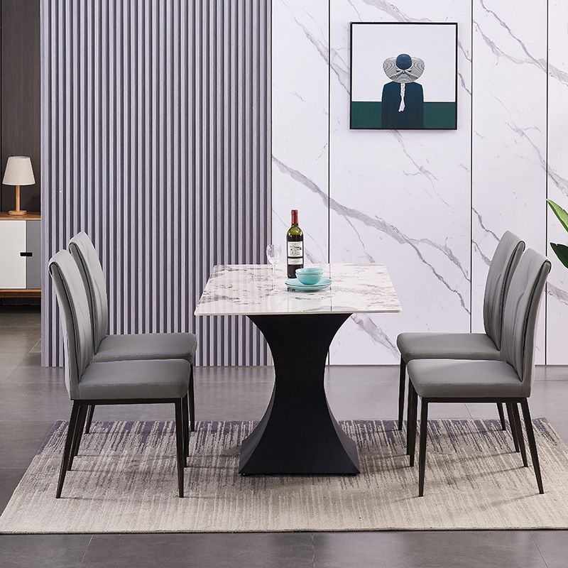 Modern Contemporary Leather Parsons Chair Side Dining Chairs with Metal Legs