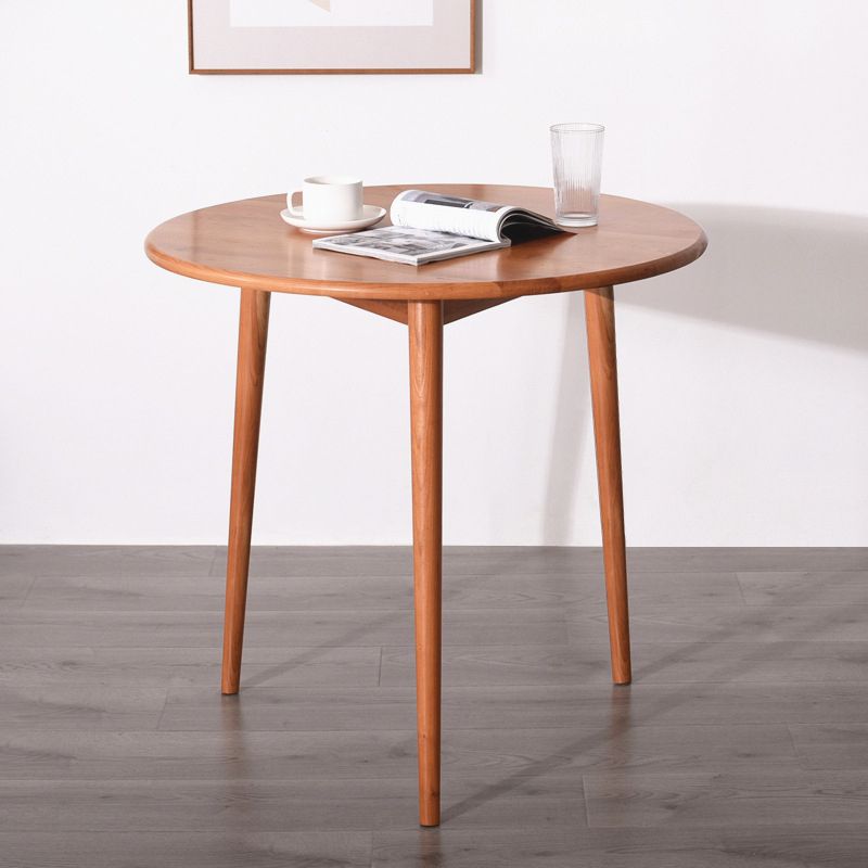 Solid Wood Contemporary Round Dining Table Wood Top Table with 4 Legs