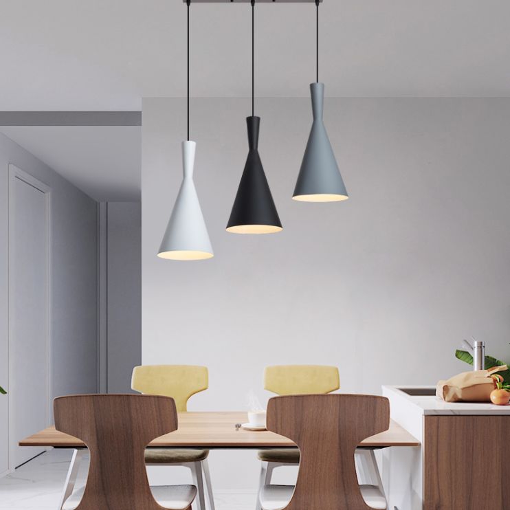 3 Lights Hourglass Hanging Pendant Lights Nordic Style Aluminum Multi Light Pendant for Restaurant