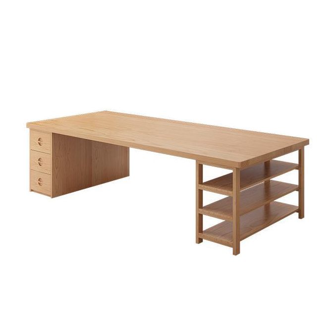 Contemporary Pine Office Desk Drawers Included Writing Desk for Office