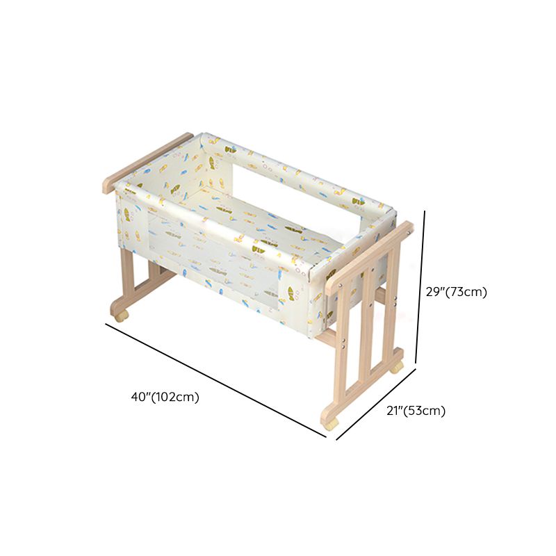 Solid Wood Rectangle Bassinet Gliding Crib Cradle with Upholstered for Baby