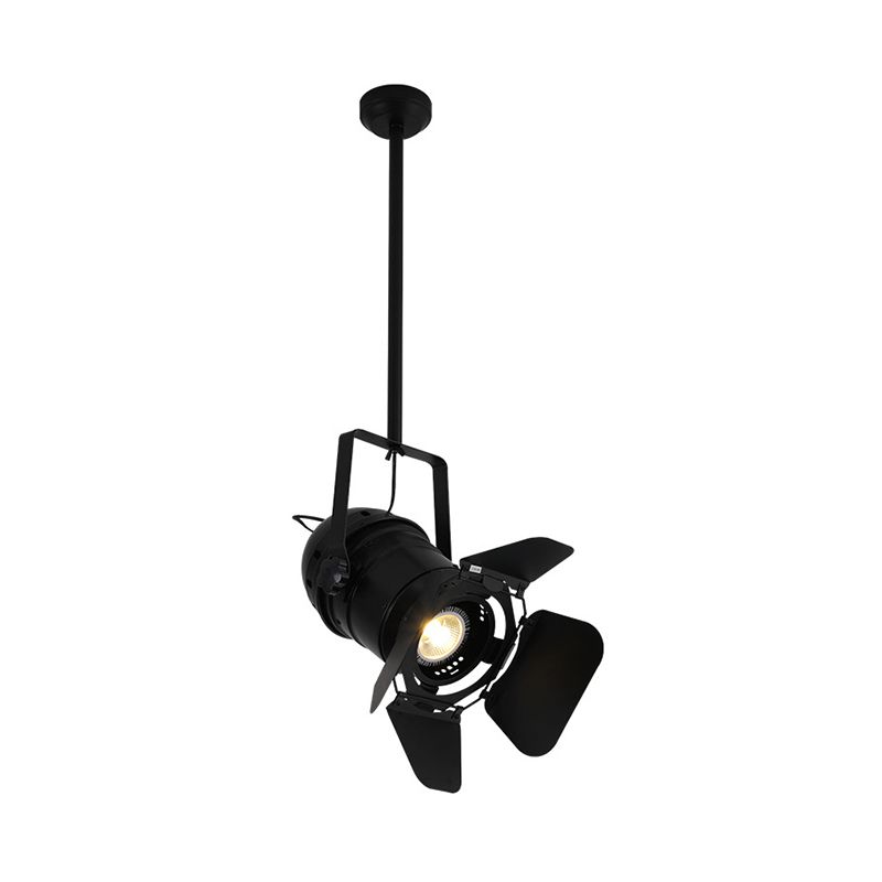 Black 1 Light Spotlight Art Deco Metallic Camera Shaped Hanging Pendant Lamp for Coffee House