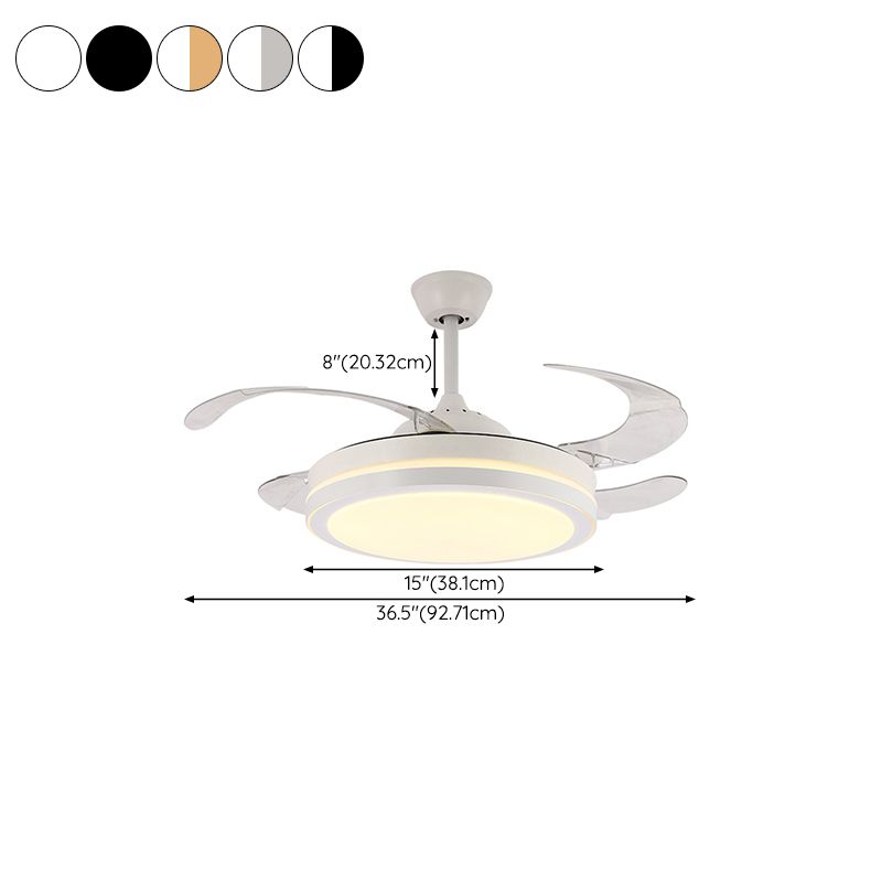 Modern Drum Ceiling Fan Light Interior LED Metal and Acrylic Fan Lighting Fixture