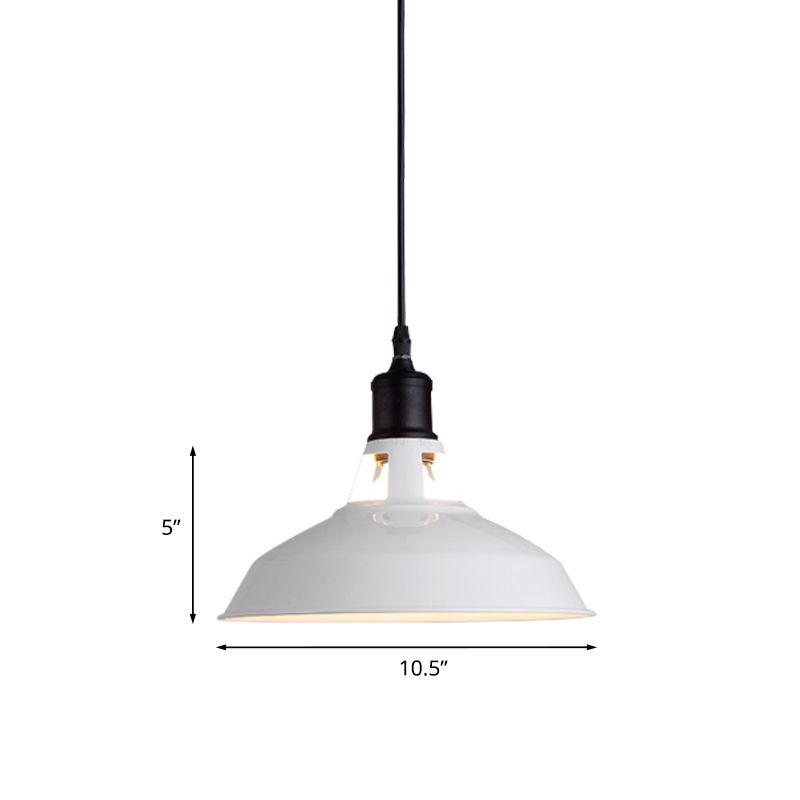 Blanc 1 plafond de bulbe Pendant rétro rétro élégant en métal élégant léger en suspension avec cordon réglable, 10,5 "/ 12" / 15 "W