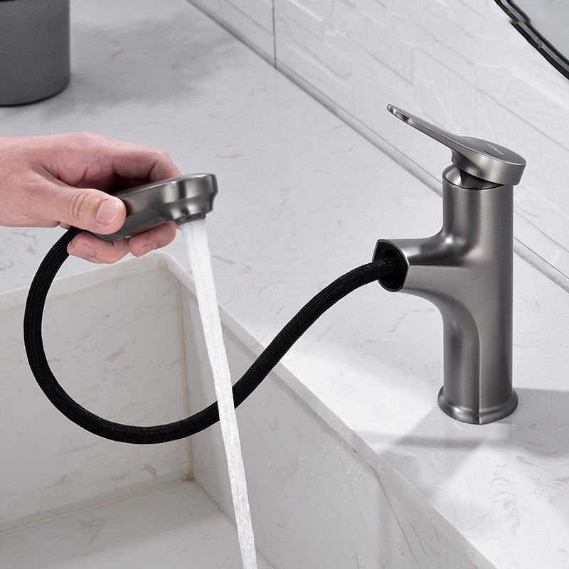 Circular Modern Basin Faucet Pull-Out Single Hole Vanity Sink Faucet