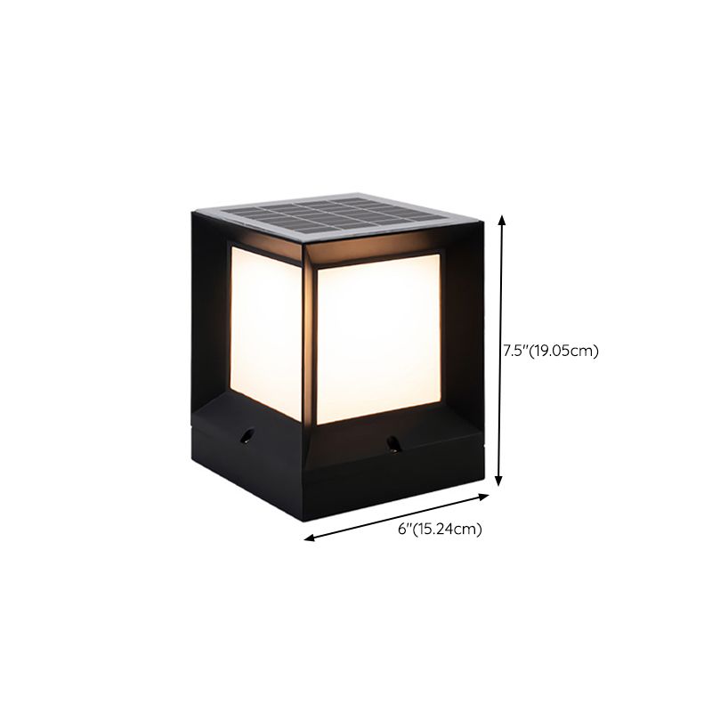 Patio Solar Energy Pillar Lamp Modern Square LED Outdoor Light