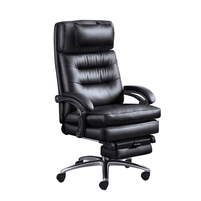 Modern Height Adjustable Task Chair Leather Office Chair with Wheels