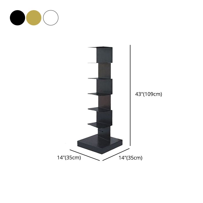 Glam Vertical Corner Bookshelf Iron Closed Back Bookcase for Home