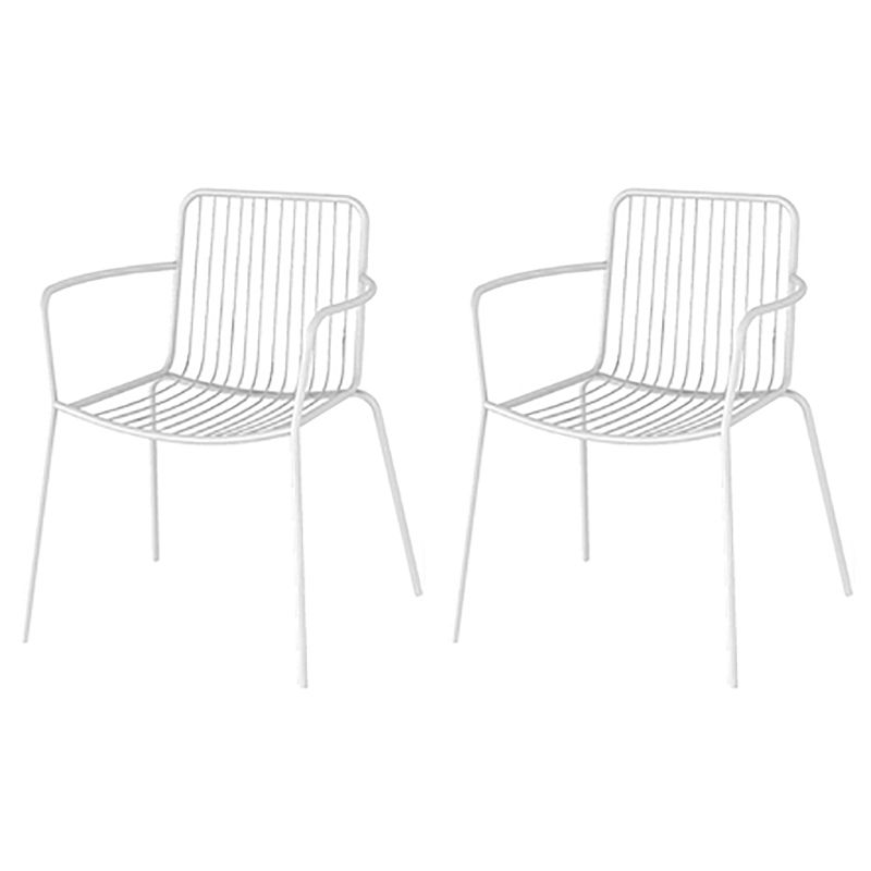 Modern Outdoors Dining Chairs Iron With Arm Stacking Patio Arm Chair