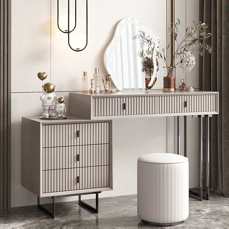 Modern Stone White Vanity Desk 5-Drawers Vanity Dressing Table