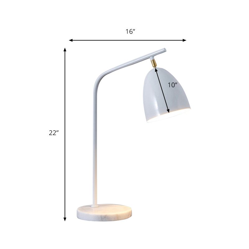 Simple Stylish Conical Desk Lamp with Marble Base Metallic 1 Light Bedside Reading Book Light in Black/White