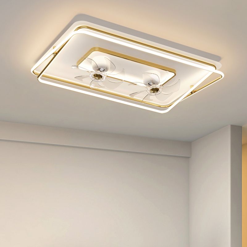 Geometric LED Ceiling Fan Light in Gold Finish Modern Fan Light Ceiling