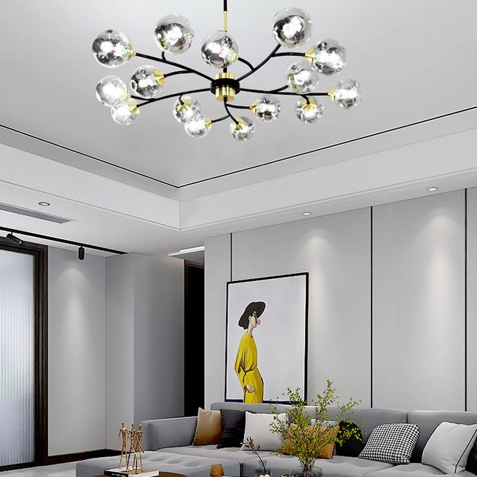 Industrial Multi Lights Chandeliers Pendant Lights with Glass Shade for Sitting Room