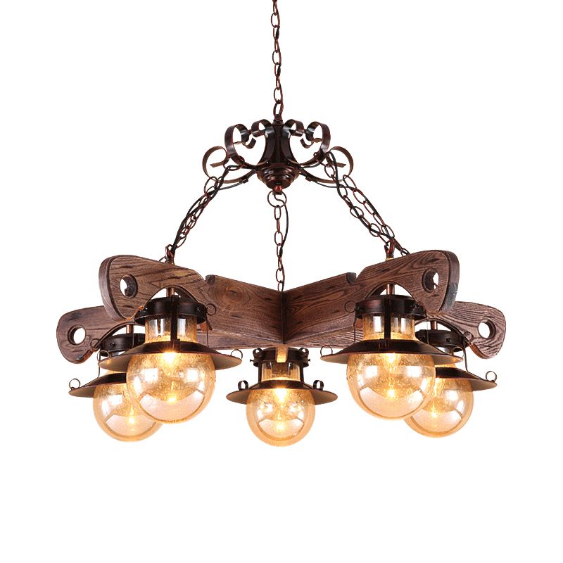 5/9 luces Lucina de colgante de bolas Cognac Cognaced Glass Chandelier industrial en óxido