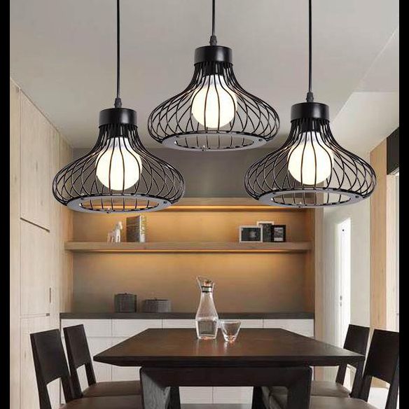 Vintage Bird Cage Pendant Light Industrial Style Pendant Light Fixtures for Restaurant