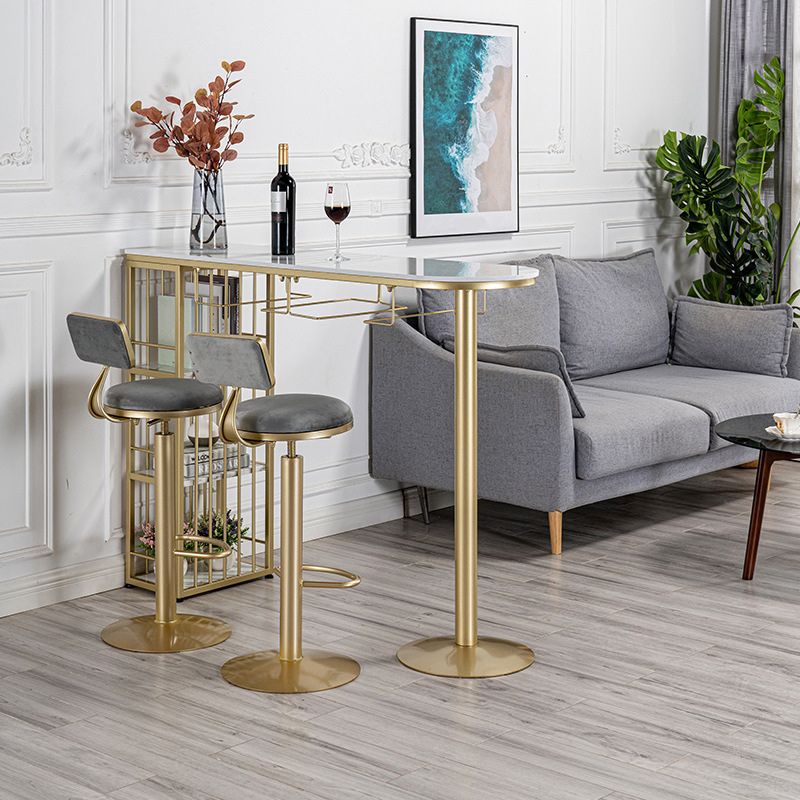 Glam Bar Table 42-inch Height Artificial Marble Top and Iron Pedestal Pub Table