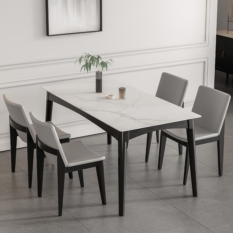 Modern White Dining Table with 4 Legs Rectangle Slate Dining Table