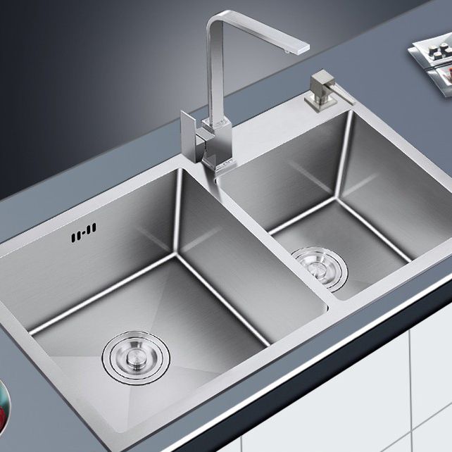 Kitchen Double Sink Stainless Steel Modern Style Drop-In Kitchen Sink