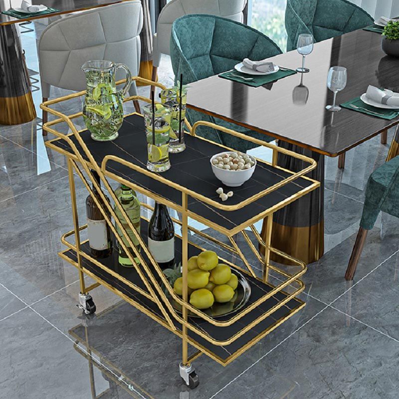 Contemporary Metal Prep Table 32.68"H Rolling Prep Table for Dining Room