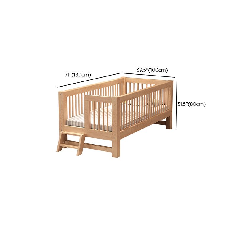 Scandinavian Solid Wood Baby Crib Toddler Guard Rails Included Nursery Bed