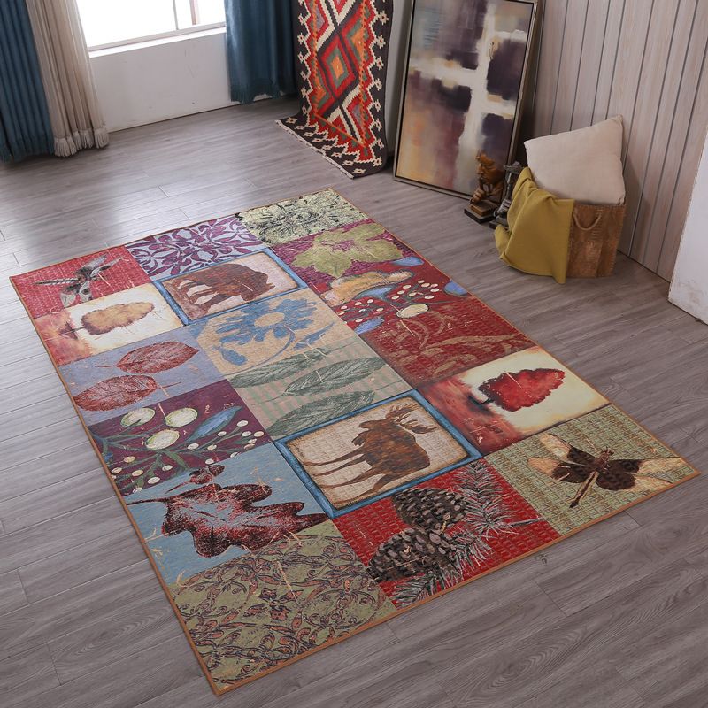 Shabby Chic Florentine Tile Rug Traditional Polyester Carpet Friendly Washable Rug for Home Decor