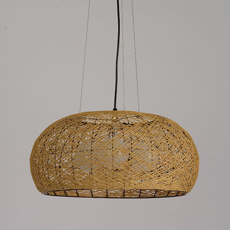 3-lights Rattan Pendant Lights Restaurant Hand Weaving Suspended Lamp in Beige with 47" Hanging Cord