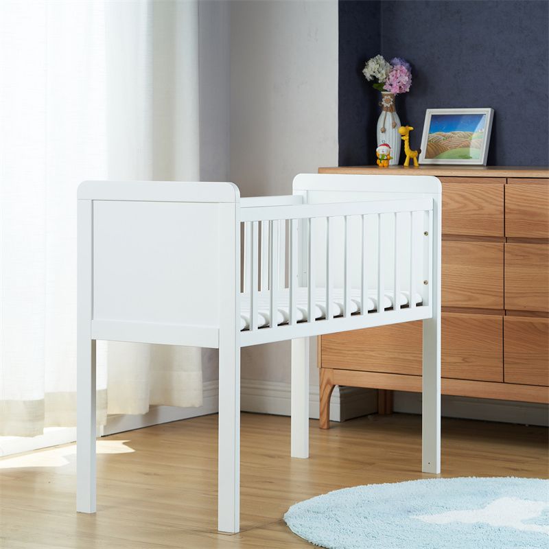 Scandinavian Solid Wood Toddler Bed with Guardrail Bed in White