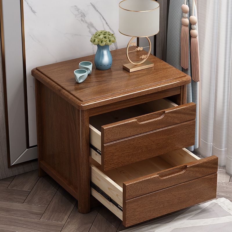 Modern Accent Table Nightstand Antique Finish Night Table with Drawers