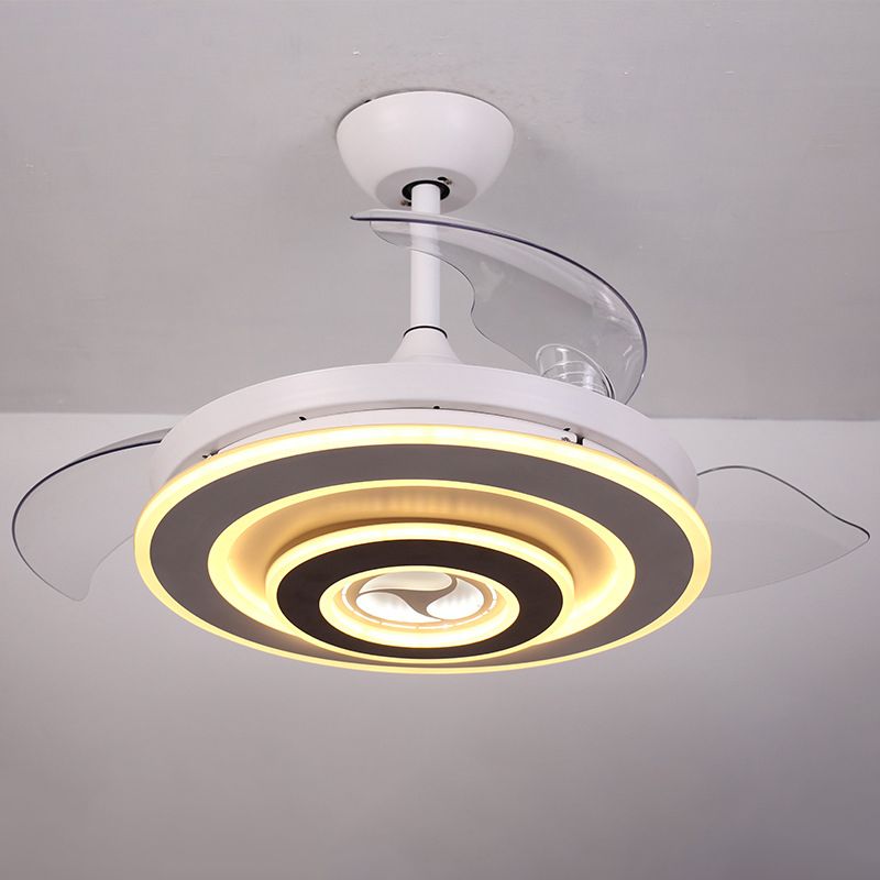 Ring plafondventilatorverlichting eenvoud acryl 18 "brede led witte semi -spoelmontage licht met 3 heldere tinten