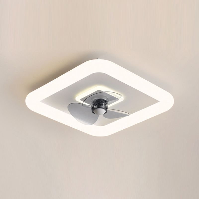 Simplicity Geometric Ceiling Fan Acrylic Bedroom LED Flush Mount Ceiling Light in White