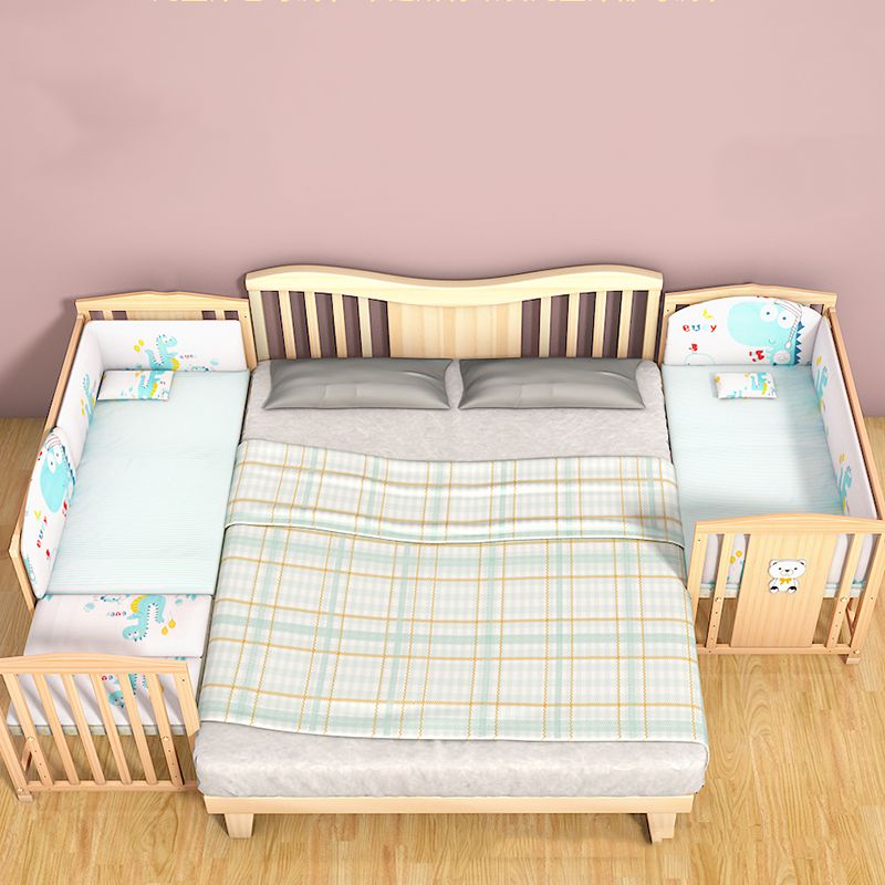 Farmhouse Wooden Baby Crib Pure Color Animal Pattern Nursery Bed