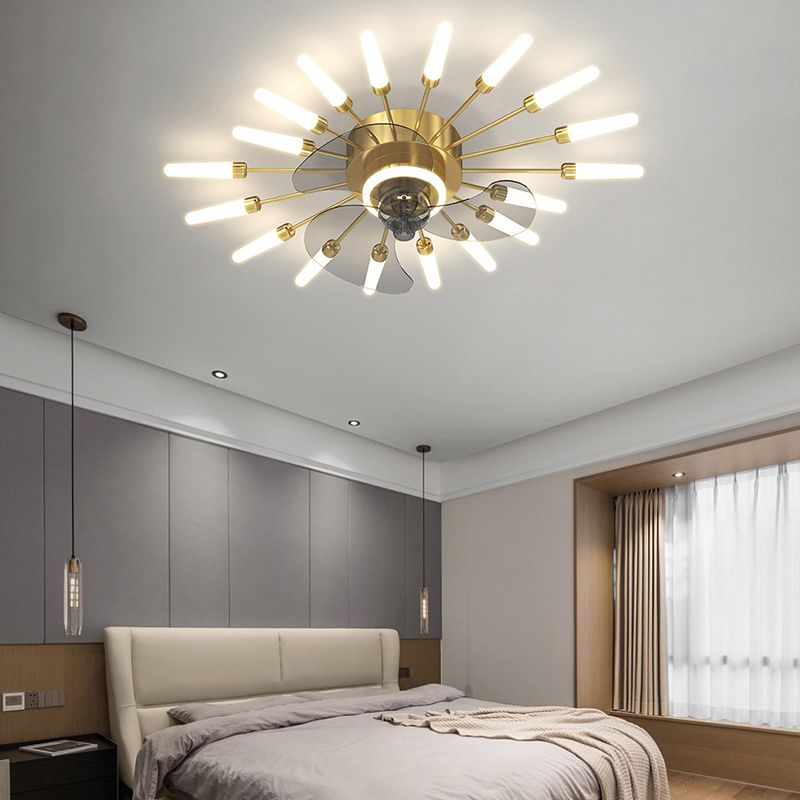 Nordic Style Ceiling Fan Lamp LED Round Shape Ceiling Fan Light for Living Room